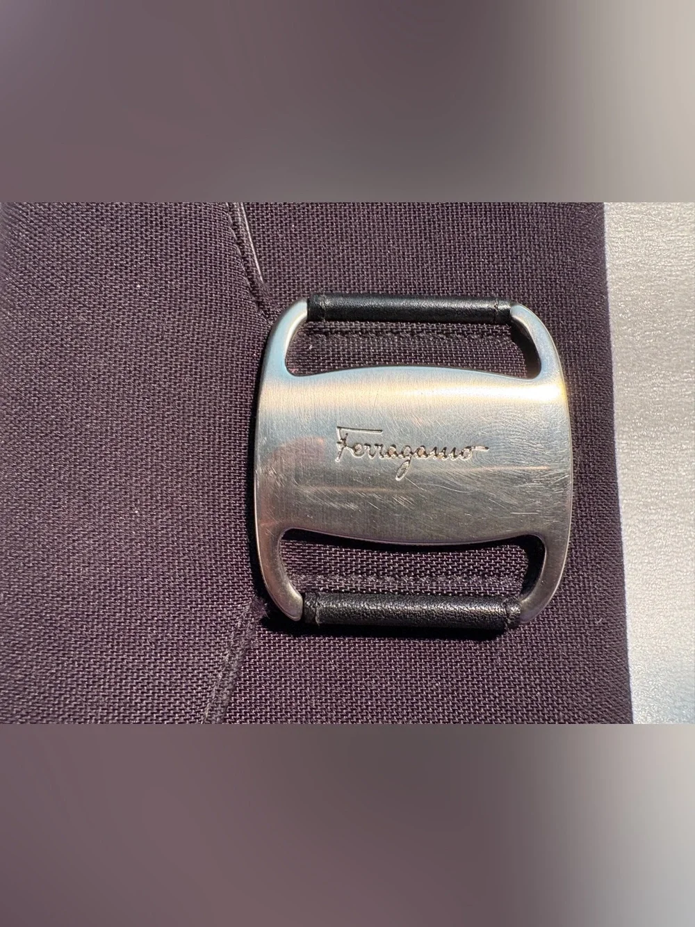 Authentic Ferragamo Vara Black Canvas Leather Long Wallet COA